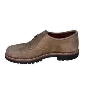 Helix Leather Loafers Womens 37 Brown Leather Slip On Floral Heart Lug Sole Boho